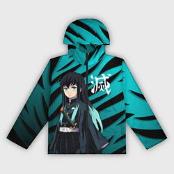Ветровка с капюшоном женская Хаширо Токито - клинок рассекающий демонов, цвет: 3D-черный
