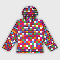 Ветровка с капюшоном женская Color cubes, цвет: 3D-белый