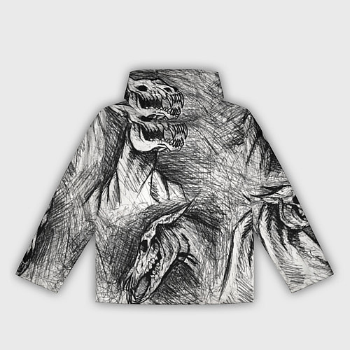 Женская ветровка Черепа лошадей - эскиз / 3D-Черный – фото 2