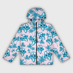 Ветровка с капюшоном женская Черепа в панаме, цвет: 3D-черный