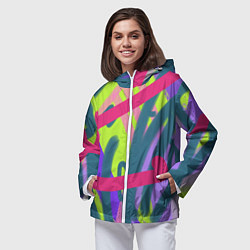 Ветровка с капюшоном женская Цветастая графика, цвет: 3D-белый — фото 2