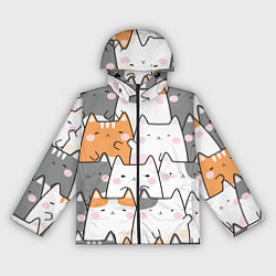 Ветровка с капюшоном женская Семья котиков, цвет: 3D-черный