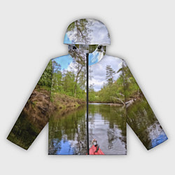 Ветровка с капюшоном женская Красная байдарка, цвет: 3D-черный