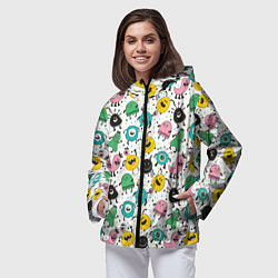 Ветровка с капюшоном женская Весёлые монстры, цвет: 3D-черный — фото 2