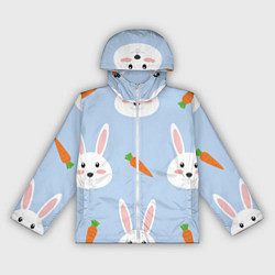 Ветровка с капюшоном женская Зайчики и морковки, цвет: 3D-белый