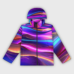 Ветровка с капюшоном женская Неоновые волны, цвет: 3D-черный