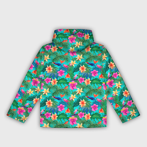 Женская ветровка Разные цветочки на зеленом фоне / 3D-Черный – фото 2