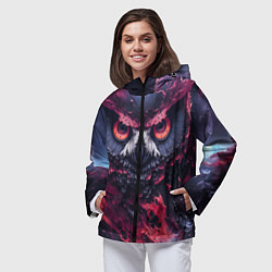 Ветровка с капюшоном женская Сова взгляд краска, цвет: 3D-черный — фото 2