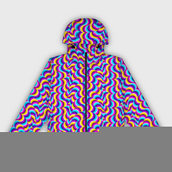 Ветровка с капюшоном женская Красочный фон с ползучими змеями, цвет: 3D-черный