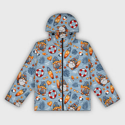 Ветровка с капюшоном женская Пляжные гномы, цвет: 3D-черный