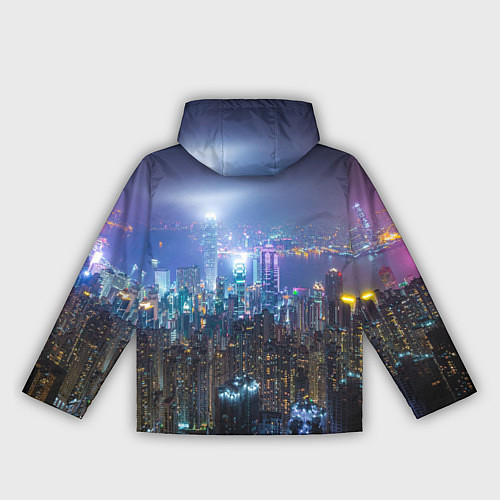 Женская ветровка Большой город в розово-голубых огнях / 3D-Черный – фото 2