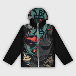 Ветровка с капюшоном женская Демон самурай - Они, цвет: 3D-белый