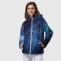 Ветровка с капюшоном женская Звездное небо - нейросеть, цвет: 3D-белый — фото 2