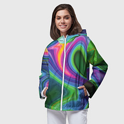 Ветровка с капюшоном женская Color abstraction, цвет: 3D-белый — фото 2
