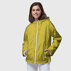Ветровка с капюшоном женская Рябь - зеленовато-желтый и фиолетовый - узор Хуф и, цвет: 3D-белый — фото 2