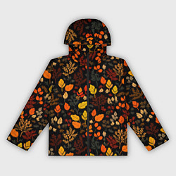 Ветровка с капюшоном женская Осенние листья на черном фоне, цвет: 3D-черный