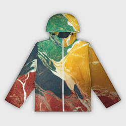 Ветровка с капюшоном женская Мраморная радуга, цвет: 3D-белый