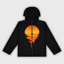 Ветровка с капюшоном женская Лавовый закат, цвет: 3D-черный