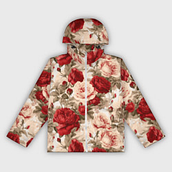 Ветровка с капюшоном женская Розы паттерн, цвет: 3D-белый