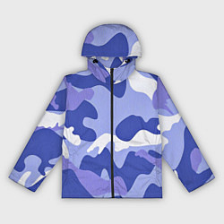 Ветровка с капюшоном женская Камуфляжный узор голубой, цвет: 3D-черный