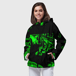 Ветровка с капюшоном женская Зеленый светящийся дым, цвет: 3D-черный — фото 2