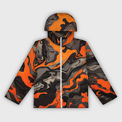 Ветровка с капюшоном женская Оранжево-черный камуфляж, цвет: 3D-белый