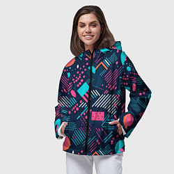 Ветровка с капюшоном женская Абстракция синяя паттерн, цвет: 3D-черный — фото 2