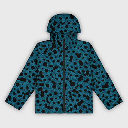 Ветровка с капюшоном женская Пятнистый паттерн бирюзовый, цвет: 3D-черный