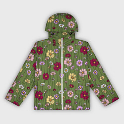 Ветровка с капюшоном женская Летний луг - паттерн, цвет: 3D-белый