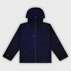 Ветровка с капюшоном женская Тёмный космос и синие звёзды, цвет: 3D-черный