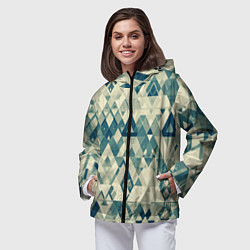 Ветровка с капюшоном женская Абстракция светло-зеленый, цвет: 3D-черный — фото 2