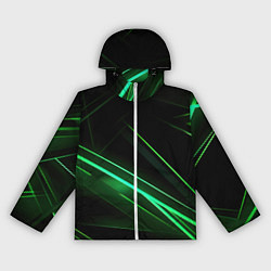 Ветровка с капюшоном женская Green lines black backgrouns, цвет: 3D-белый
