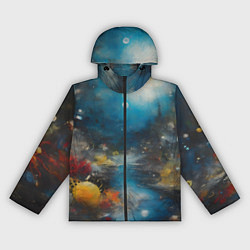 Ветровка с капюшоном женская Абстрактная живопись в стиле импрессионизма, цвет: 3D-черный