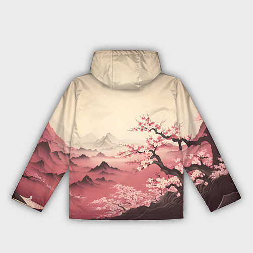 Женская ветровка Сакура в горах / 3D-Черный – фото 2
