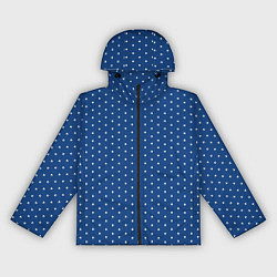 Ветровка с капюшоном женская Синий в белый горошек, цвет: 3D-черный