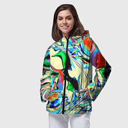 Ветровка с капюшоном женская Яркие абстрактные разводы, цвет: 3D-черный — фото 2