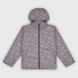 Ветровка с капюшоном женская Паттерн - Барби и серый фон, цвет: 3D-черный