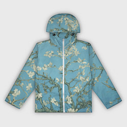 Ветровка с капюшоном женская Цветущие ветки миндаля - картина ван Гога, цвет: 3D-белый