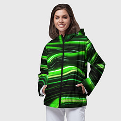 Ветровка с капюшоном женская Зеленые объемные элементы, цвет: 3D-черный — фото 2