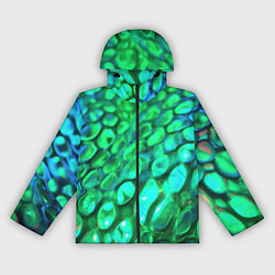 Ветровка с капюшоном женская Объемная зеленая текстура в виде чешуи, цвет: 3D-черный