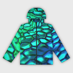 Ветровка с капюшоном женская Зеленые и синие соты, цвет: 3D-черный