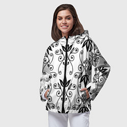 Ветровка с капюшоном женская Royal Lily - pattern, цвет: 3D-черный — фото 2