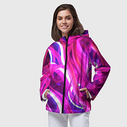 Ветровка с капюшоном женская Розовая плавная абстракция, цвет: 3D-черный — фото 2