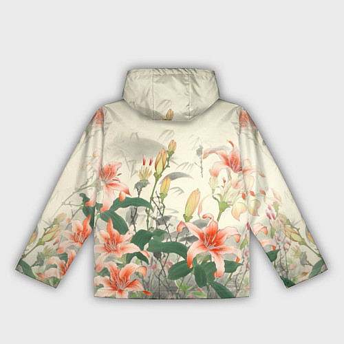 Женская ветровка Тигровые лилии - японский стиль / 3D-Черный – фото 2