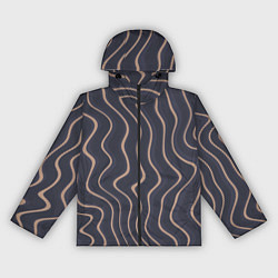 Ветровка с капюшоном женская Абстракция полосы серо-бежевый, цвет: 3D-черный