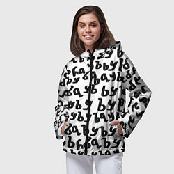 Ветровка с капюшоном женская Ъуъ съука надпись лого, цвет: 3D-черный — фото 2