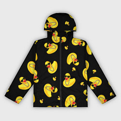Ветровка с капюшоном женская Жёлтая уточка в в темных очках и цепочке на черном, цвет: 3D-черный