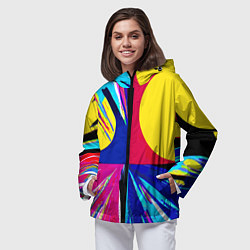 Ветровка с капюшоном женская Pop art composition - neural network, цвет: 3D-черный — фото 2