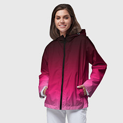 Ветровка с капюшоном женская Розово-малиновый градиент, цвет: 3D-черный — фото 2
