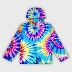 Ветровка с капюшоном женская Красочная композиция - тай-дай, цвет: 3D-черный